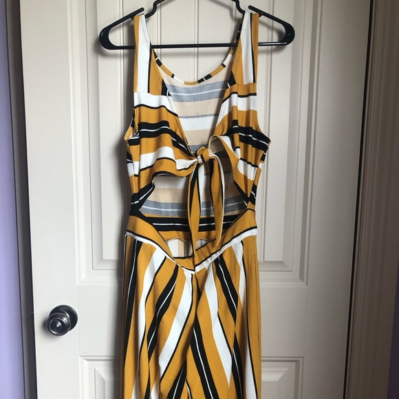 Yellow Black and White Striped Romper - Picture 2 of 2